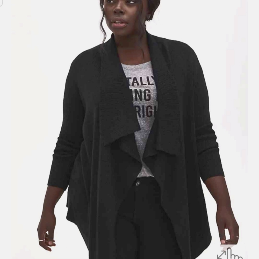 TORRID BLACK LUREX DRAPE FRONT CARDIGAN. 3X Used 2 Times.